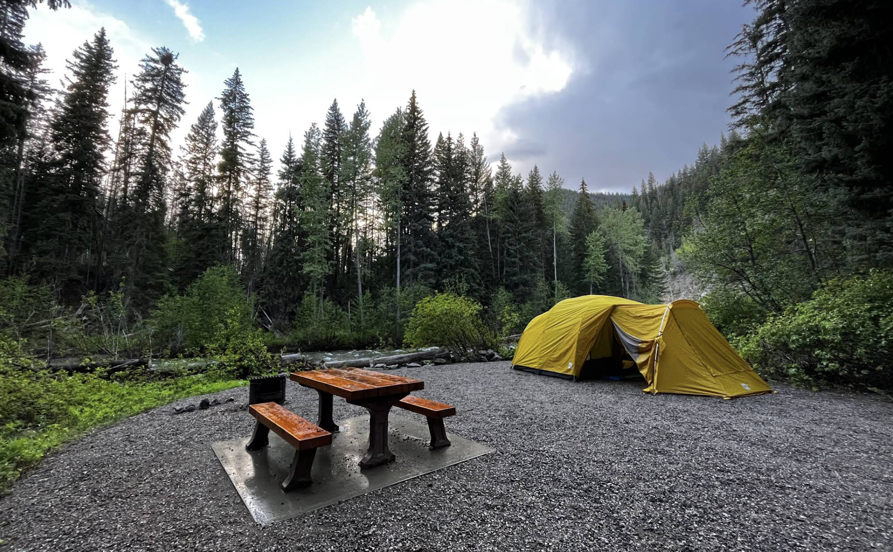 camping in eastgate british columbia canada in the similkameen river valley east of manning provincial park lodge ski hill resort on crowsnest highway 3